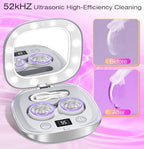 2026 New Ultrasonic Contact Lens Cleaner 52kHZ - Contact Lens Cleaner Machine with 3 Smart Modes & Lighted Makeup Mirror - Portable Soft Contact Lens Cleaning Machine Ideal for Home and Travel