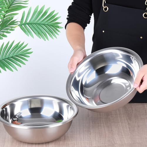 4 Pcs Stainless Steel Mixing Bowl Nesting Metal Prep Salad Bowl Extra Large Basin Salad Basin with Deeper Edge, Mirror Finish for Home Cooking or Commercial, Dishwasher Safe, Silver (13 Inch 8 Qt)