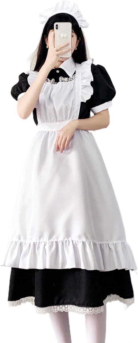 chigemianbaoba Womens French Maid Costume Anime Party Uniform Lolita Outfits Fancy French Apron Dress for Halloween Cosplay