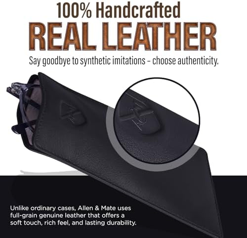 ALLEN & MATE 100% Leather Slim Glasses Case for Reading and Computer Glasses for Men & Women