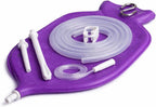 HealthAndYoga™ NaturoFlo Superior Enema Bag Kit with Silicone Tubing Hose and Fittings - 2 Quart Fountain Open top Kit for Fleet Enema and Anal Douche - Purple