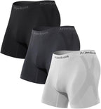 Arjen Kroos Men's Seamless Boxer Briefs 3 Pack,Anti-Chafing Performance Shapewear-Moisture Wicking 4-Way Stretch Underwear
