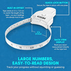 Body Fat Caliper and Measuring Tape for Body - Skinfold Calipers and Body Fat Tape Measure Tool for Accurately Measuring BMI Skin Fold Fitness and Weight-Loss (White)