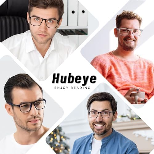 Hubeye TR90 Sports Reading Glasses for Men and Women Ultralight Flexible Anti-Blue Light Readers（Matte black+Matte clear+Matte blue，+2.0）