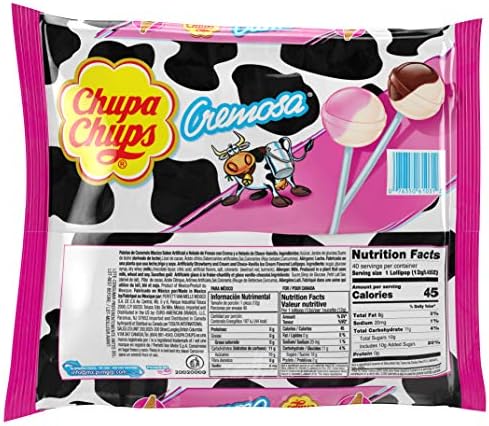 Chupa Chups Cremosa Lollipop Assortment, 2 Ice Cream Flavors, Individually Wrapped Candy for Kids, 16.9 OZ Bag (40 Suckers) (Pack of 2)