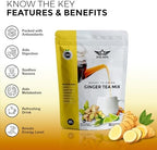 Ginger Turmeric Tea Mix – Refreshing Blend of Decaf Green Tea, Lemon, Licorice, Vitamin C – Caffeine-Free, Vegan, Gut-Friendly Detox Tea - Herbal Powder - 50 Servings