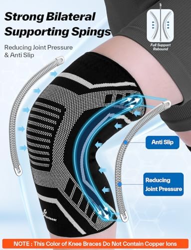 Copper Knee Brace for Men & Women - Knee Compression Sleeve with Side Stabilizers - Knee Support for Running, Hiking, Walking, Basketball, Volleyball, Meniscus Tear, ACL, Arthritis Knee Pain Relief