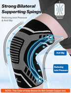 Copper Knee Brace for Men & Women - Knee Compression Sleeve with Side Stabilizers - Knee Support for Running, Hiking, Walking, Basketball, Volleyball, Meniscus Tear, ACL, Arthritis Knee Pain Relief