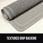 GORILLA GRIP Exfoliating Bath and Shower Mat, Textured Backing, Soft Loofah-Style Foot Scrubber for Outside or Inside Bathtub, Quick Dry Easy Drainage Tub Floor Mats, Bathroom Essentials, 24x16, Gray