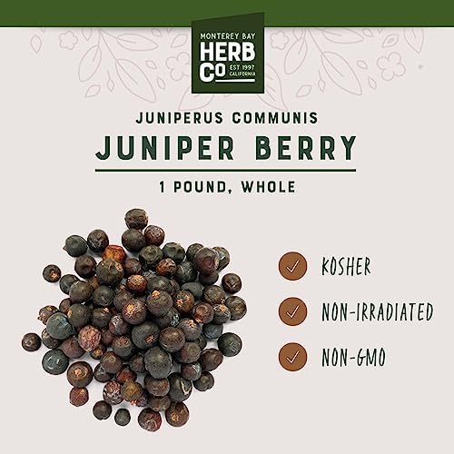 Juniper Berries Dried Whole, by Herb Co, Premium Culinary Spice for Cooking, Gin Making & Natural Infusions, Authentic Pine-Citrus Flavor, 1 lb
