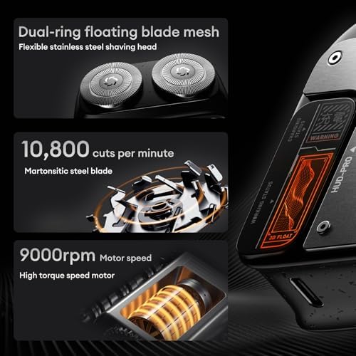 PAXA Mini Electric Shaver for Men,9000Rpm Electric Razor for Men,Magnetic Dual-Head Rotary Pocket Shaver IPX7 Waterproof Wet & Dry for Shaving Face,USB-C Rechargeable for Home,Car,Travel(Gray)