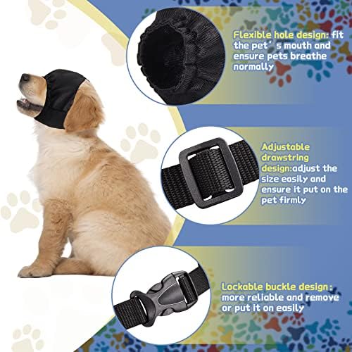 Xuniea Dog Calming Cap Dog Blindfold Shading Eye Cover Pet Anxiety Mask Muzzle Noise Ear Muffs for Noise Cancelling Grooming Anti Car Sickness(Small)
