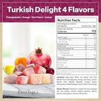 Eastanbul Turkish Delight Candy 21.2oz, 4 Flavors Pomegranate, Orange, Tart Cherry & Lemon Turkish Delights Assorted, Foreign Candy of Turkish Lokum, Turkish Delight Plain, International Candy Box