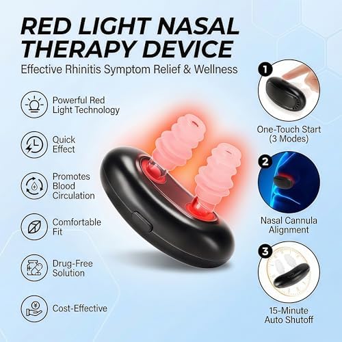 2026 Upgraded Portable Red Light Nasal Therapy Device for Nose & Sinus Comfort, USB Rechargeable Nasal Care Device with Soft Silicone Tips, Easy Home & Travel Use for Seasonal Relief