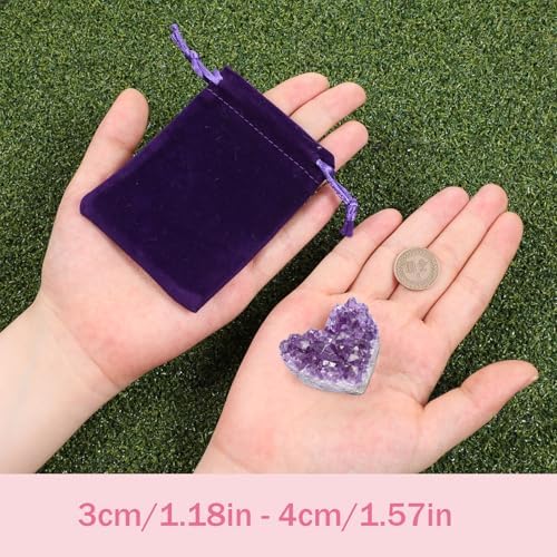 Amethyst Heart Cluster Natural Healing Crystals and Stones Geodes Valentine's Day Gifts for Women Purple Room Decor Gemstones