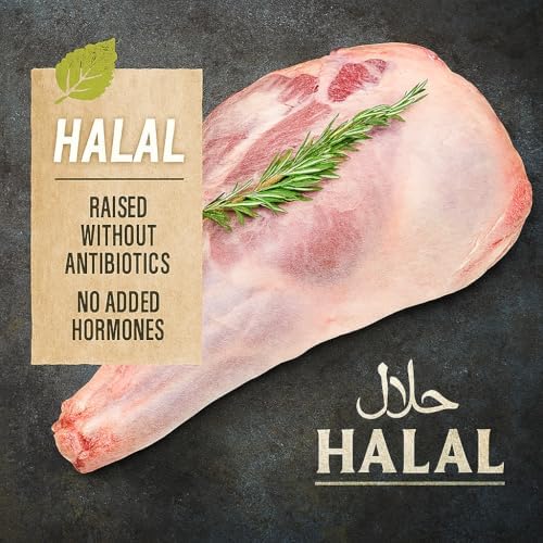 [Pack of 3] Halal New Zealand Spring Lamb Short Cut Leg – Bone-In, Grass-Fed, Approx. 15 lbs Total – No Added Hormones or Antibiotics – Ships Frozen in Insulated Box