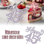 Happy 45th Birthday Decorations,45th Birthday Purple Rhinestone Cake Topper - Cheers to 45 Years Old Bday Party Metal Sparkly Cake Centerpieces Sign.