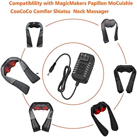 Wall AC Adapter Power Cord Compatible for RESTECK,Vellax,Medcursor,Mirakel,InvoSpa Shiatsu Back Shoulder and Neck Massager Charger Power Supply 12V（Only Fit for 12V Massager ）