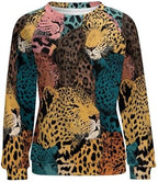 HOTYD Women's Animal Textured Sweatshirts Fashion Crewneck Long Sleeve Camo Sweatshirts Graphic Pullover Fall Clothes