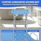 Folding Shower Seat - Stainless Steel Shower Chair for Inside Shower - 420lbs Height Adjustable Foldable Shower Stool - Portable Travel Collapsible Bath Bench for Elderly, Senior, Handicap & Disabled