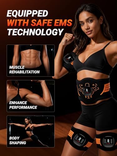 Electronic Muscle Stimulator 5-Piece Set, EMS Ab Machine - Fitness Apparatus Equipment Workout Equipment for Muscle Conditioning & Core Workout, Strength Training, Recovery Suitable for Men and Women