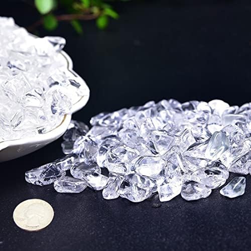 Natural Clear Quartz Tumbled Chips Crushed Crystal Stone, 7-9mm Polished Healing Crystal Chips Healing Reiki Crystal Jewelry Making Home Decoration