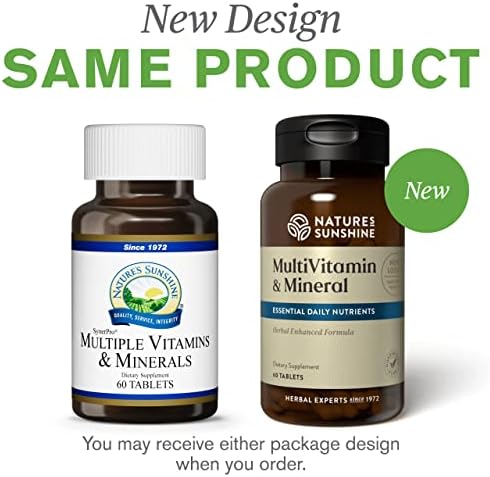 Nature's Sunshine Multiple Vitamins and Minerals, 60 Tablets | Powerful Multivitamin Supplies The Body with 100 Percent of The Daily Value for 17 Essential Vitamins and Minerals