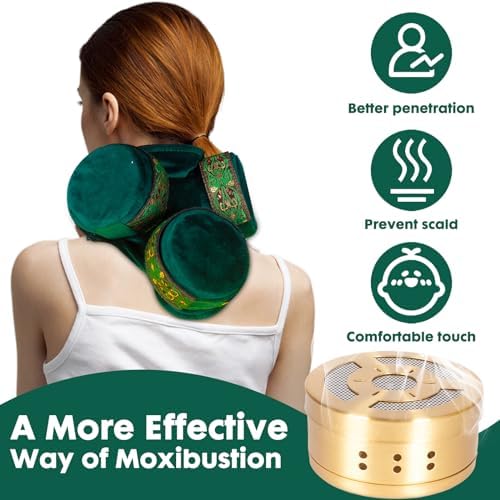 Barelove 3-in-1 Smokeless Copper Moxa Box, Purifier Copper Tank Moxibustion Treatment Tool Portable Therapy Bag, Great for Waist Neck Knee Shoulder Back 艾灸盒 艾灸包 艾灸 (Not Include Moxa)