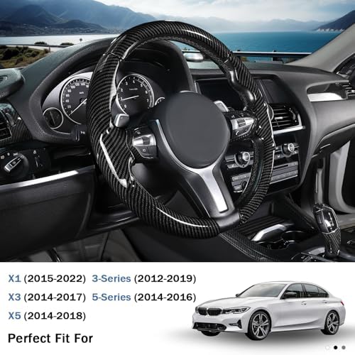 Steering Wheel Cover for BMW X3(2014-2017) X5(2014-2018) 3 Series(2012-2019) 5 Series(2014-2016) 328i 320i 330i 325i 528i 535i 530i 540i M3 2 4 6 Series X4 X6 M2 M4 M5 M6 Accessories (Glossy Black)