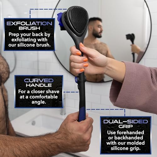 baKblade 3.0 Back Shaver – 23" Handle – Includes 3 Extra Blade Refills – Pain-Free Shave for Men