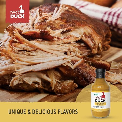 Red Duck Sweet Mustard Peppercorn Organic BBQ Sauce, mustard bbq sauce, 17 ounces
