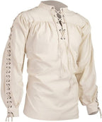 BaronHong Men's Pirate Shirt Viking Steampunk Retro Renaissance Medieval Gothic Victorian Halloween Costume