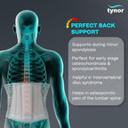 TYNOR Lumbar Support Belt Breathable Compression Lower Back Brace, Adjustable Waist Lumbar Support Brace for Men & Women, Herniated Disc, Sciatica, Back Pain & Heavy Lifting (Small, Grey)