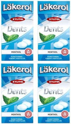 4 Boxes X 36g of Läkerol Dents Menthol - Sugar Free - Xylitol - Pastilles Lozenges Dragees Drops Candy Sweets (Sweden)