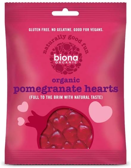 Biona Organic Vegan Pomegranate Hearts 75g-10 Pack