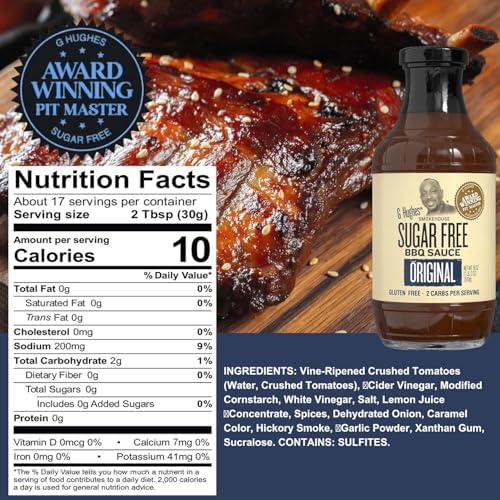 G Hughes Sugar Free, BBQ Sauces & Ketchup Bundle - Original Sugar Free BBQ Sauce - 18 Oz, Hickory BBQ Suace - 18 Oz, Sugar Free Ketchup - 13 Oz - Ketchup, Low Calorie Barbecue Sauce (3 Pack)
