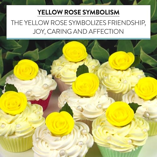 Global Sugar Art Edible Kosher Royal Icing Yellow Medium Roses 12 Count for Cake and Cupcake Decorating by Chef Alan Tetreault