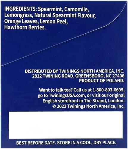 Twinings Nightly Calm Herbal Tea Bags 2-Pack – Sleep Tea, Bedtime with Calming Camomile, Spearmint and Lemongrass, Naturally Caffeine-Free, 20 Count Each