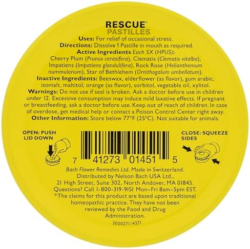 Bach Rescue Pastilles Orange Elderflower, 1.7 OZ