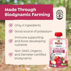 Holle Organic Baby Food Pouches, Zebra Beet Fruit & Veggie Purée with Apple, Banana & Beetroot, Demeter Biodynamic, Clean Label Project Recognized, 3.5 oz Pouches (Pack of 12), 6+ Months