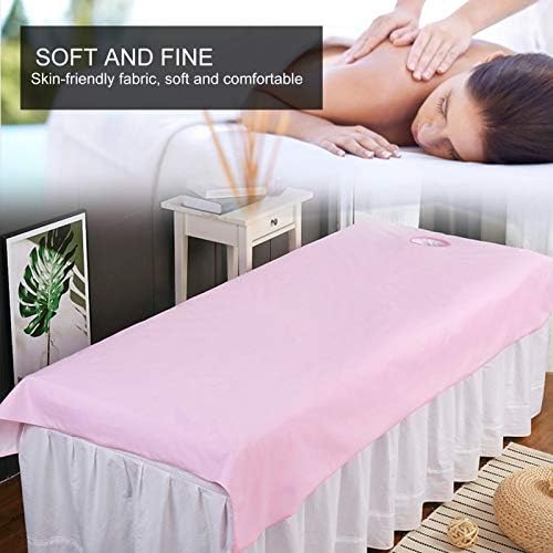 Spa Massage Bed Sheet, Oil Polyester Salon Table Cover with Face Hole Reusable Machine Washable Thick Soft 2 Pack Breathable Absorbing Bed Liner for Beauty Clinic Massage