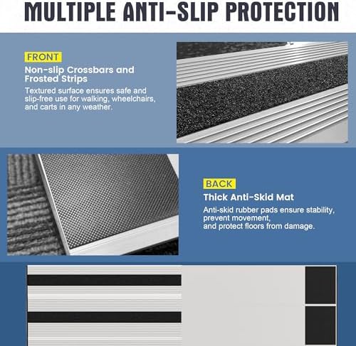 5" Rise Modular Threshold Ramp for Doorways, Stable Wheelchair Ramp for Home Steps, Aluminum Door Ramp and Curb Ramp for Scooters, Power Chairs, Cars, 1100LBS Load Capacity