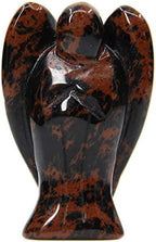 Natural Mahogany Obsidian Carved Gemstone Peace Pocket Guardian Angel Healing Statue 1.5 inch