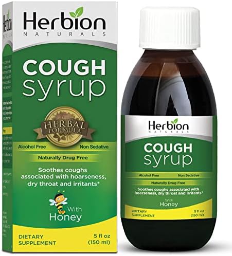 HERBION Naturals Cough Syrup with Honey, Relieve Cough & Soothes Sore Throat, Optimizes Immune, Promotes Lung Function, for Adults & Kids 13 Months, 5 Fl Oz, Pack of 3