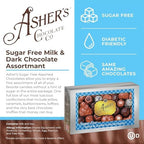 Asher's Chocolates Holiday Gift Box, Milk and Dark Chocolate Assortment, Small Batches of Kosher Chocolate, Family Owned Since 1892, Assorted Chocolate Gift Set (4 Sugar Free Items, Sugar Free Lovers)
