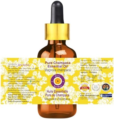 Greenwood Essential Champaca Essential Oil (Magnolia champaca) with Glass Dropper | Pure | Non-Sticky | Non-Greasy | Lightweight | Men & Women | All Skin Types | Steam Distilled 5ml (0.16 oz)