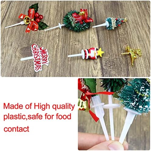 6Pcs Christmas Cake Decorations Xmas Cake Toppers Santa Deer Star Tree Bell Garland Festive Stand UP Muffin Cupcake Topper for Christmas Party Table Cake Edible Birthday Wedding Decor Supplies