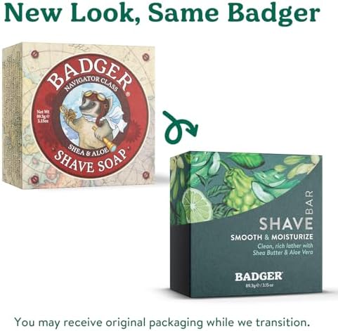Badger Shaving Soap Puck, Organic Moisturizing Shave Soap Bar, Rich Lasting Lather, Light Natural Scent, Plastic Free & Vegan Shave Soap for Men & Women, 3.15 oz Bar