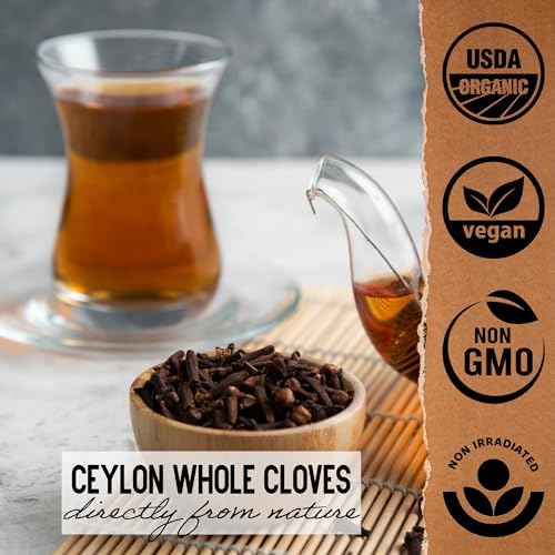 Gourmanity Select Organic Whole Cloves, Hand Picked in Sri Lanka for a Distinct Ceylon Aroma and Taste, Non GMO, Non Irradiated, Bulk 1lb Bag