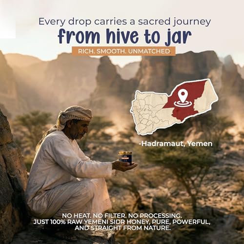 Honoor Authentic Yemeni Sidr Honey – Raw, Unpasteurised, & Unfiltered | Premium Summer Harvest Sidr (Jujube Ziziphus) Honey from Hadramaut Yemen | 100% Pure & Natural Honey in Glass Jar, 7.5oz / 200g
